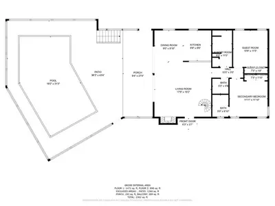 a floor plan of a house at Spacious Lakefront House with Pool, Hottub, & Boating in Orlando