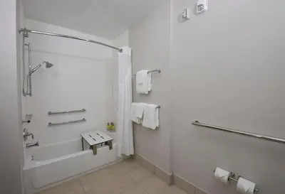 a bathroom with a shower and a tub and a sink at Holiday Inn Express & Suites - Orlando - Southeast by IHG in Orlando