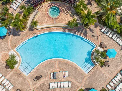 an overhead view of a swimming pool at a resort at Shoreway Loop Unit 206 Condo in Orlando