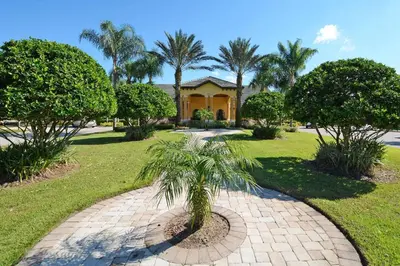 a palm tree in front of a house at South Facing Pool Wsplashpool- 3080Pp in Kissimmee