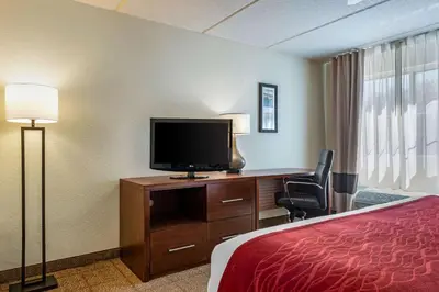 a hotel room with a bed and a flat screen tv at Comfort Inn Kissimmee-Lake Buena Vista South in Kissimmee