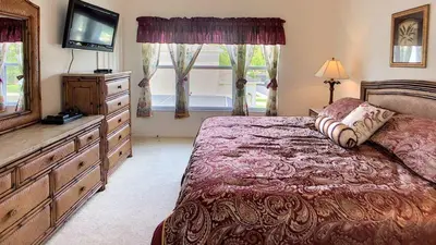 a bedroom with a bed and a dresser and a television at Silver Palms in Kissimmee