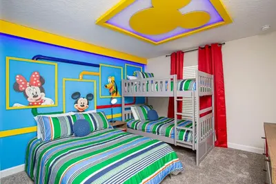 a childs bedroom with two beds and a disney ceiling at Gorgeous 4 Bedroom w/ Pool Close to Disney 4836 in Kissimmee