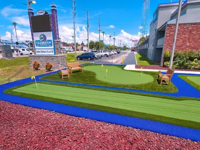 a golf course on the side of a street at Celebration Suites in Orlando