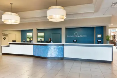 a lobby of a hospital with a reception desk at Rosen Inn International Near The Parks in Orlando