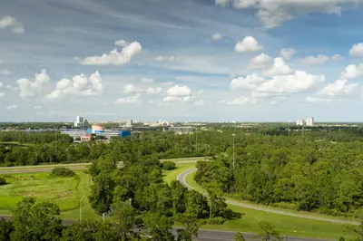 an aerial view of a road in a city at JW Marriott Orlando Bonnet Creek Resort & Spa in Orlando