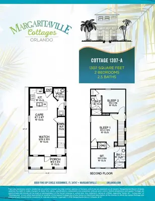 a floor plan of the margarita cottage at Key Lime Cabana Cottage Near Disney With Margaritaville Resort & Island H2O Access - 3062Kl in Orlando