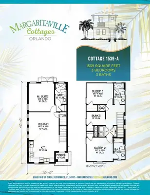 a floor plan of the margarita cartier house at Sandy Cottage! 3 Miles From Disney With Margaritaville Resort & Island H2O Access - 8080Dr in Orlando