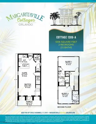 a floor plan of the margarita village cottage a floor square feet at Lovely Cottage 3 Miles From Disney W Hot Tub And Margaritaville Resort & Island H2O Access - 8092Dr in Orlando