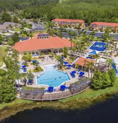 an aerial view of a resort with a swimming pool at Terra Verde Resort!! Private Pool, Game Room, Near Disney And Universal!! in Kissimmee