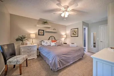 a bedroom with a bed and a ceiling fan at Pet-Friendly Apopka Home 30 Mi to WDW! in Orlando