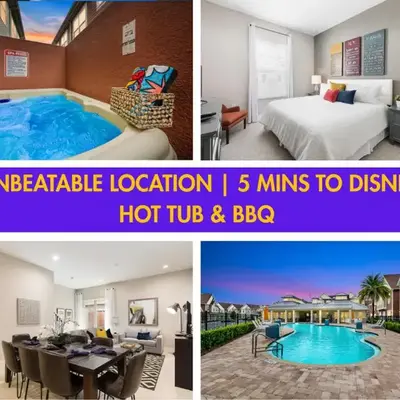 Comfy Villa 5 Min to Dinsey! Hot Tub & BBQ