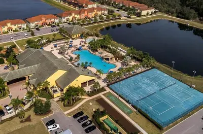 an aerial view of a resort with a tennis court at 8975CPR - Waites Home (G) in Kissimmee