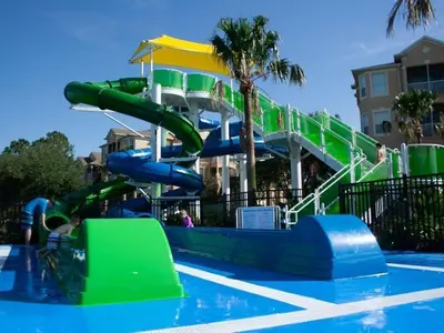 a water slide at a water park at bsv_villa7747 in Orlando