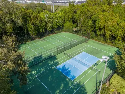 an overhead view of a tennis court at Spring retreat near Disney, Perfect for families in Kissimmee