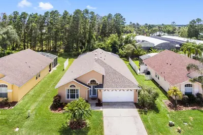 an aerial view of a house at South Facing Pool Deck - Private Outlook - Game Room - Family Friendly - Nr Disney in Orlando