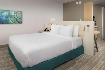 a large white bed in a hotel room at Hilton Garden Inn Orlando Downtown in Orlando