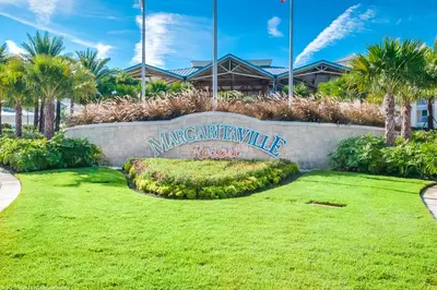 a sign that reads margaritaville resort at 8044 Sandy Toes Way in Orlando