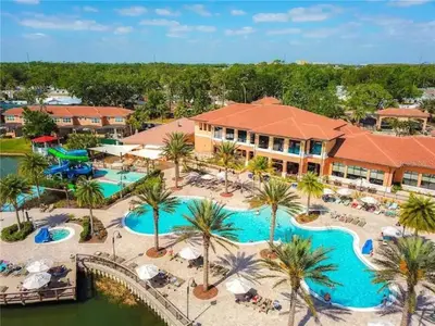 an aerial view of a resort with a pool at Regal Oaks Resort Townhouse in Kissimmee