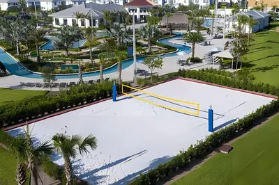 an overhead view of a pool at a resort at Storey Lake home close to Disney and other parks in Kissimmee