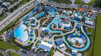 an overhead view of a water park at Sunny Cottage Near Disney With Margaritaville Resort & Island H20 Waterpark Access - 3004Sr in Orlando