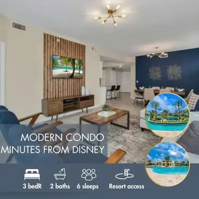 3 BR 2 BA Deluxe Condo 8min to Disneyworld STL105