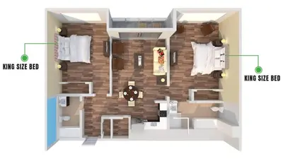a rendering of a room in a house at Hotel Apt at Celebration 10 min from Disney MH225 in Orlando