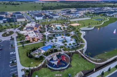 an aerial view of the water park at the resort at NEW! Solara Pool Home 6 Miles to Disney in Kissimmee