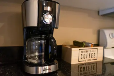 a coffee maker sitting on top of a counter at Pura Vida in Orlando