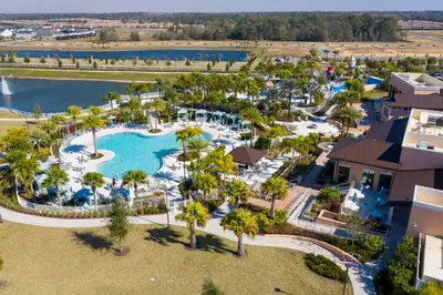 an aerial view of a resort with a pool at 1798 TP - 4BR Luxury Solara Retreat Pool Disney in Orlando
