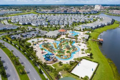 an aerial view of the water park at the resort at Resort Near Disney FREE Waterpark 4741 in Kissimmee