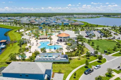 an aerial view of a resort with a pool at Special offer near Disney - free waterpark 2857 in Kissimmee