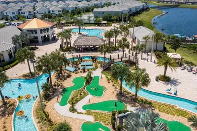 an aerial view of the pool at the resort at Modern Clean home Private Pool close Disney 2968 in Kissimmee