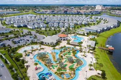 an aerial view of the pool at the resort at Resort-Style Private Pool & Spa Modern 2920 in Kissimmee