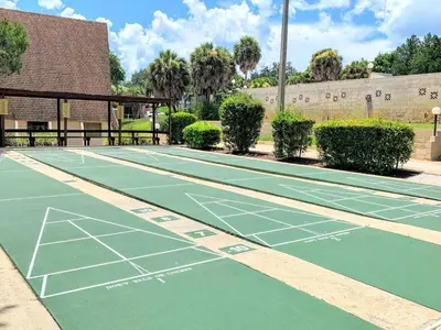 a tennis court with two tennis balls on it at FUN! PoolLake near Disney Fast WiFi Pickleball in Clermont