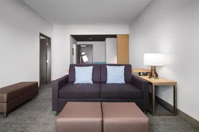 a living room with a couch and a table at Hilton Garden Inn Orlando I-4 Millenia Blvd Mall in Orlando