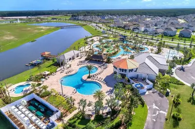 an aerial view of the water park at the resort at Sweet Suite Sleeps 6 Storey Lake by Shine Villas apts in Kissimmee