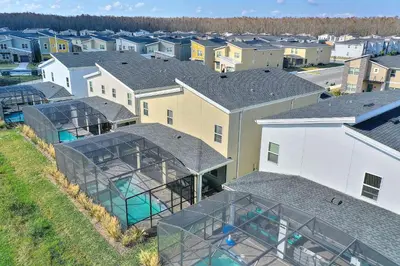 an overhead view of a house with glass roofs at Water Kingdom Storey Lake by Shine Villas! #525 home in Kissimmee