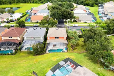 an aerial view of a homes at Private Pool, Spa Tub, Themed Rooms, Resort Amenities in Kissimmee