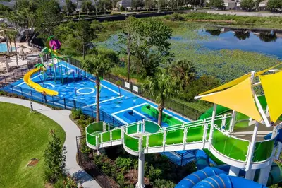 an aerial view of a water slide at a water park at Windsor Hills Resort #102 in Orlando