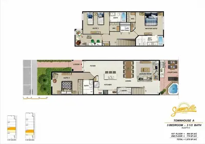 a floor plan and elevation of a villa at Gorgeous New 4 Beds DREAM Villa 5 min to Disney in Orlando