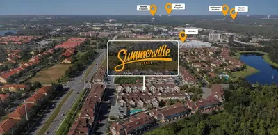 arial view of a city with a sign that reads summer village at Gorgeous New 4 Beds DREAM Villa 5 min to Disney in Orlando