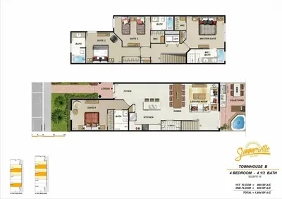 a floor plan and elevation of a villa at Dreamscape NEW 4 Suites Villa 5 min to Disney in Orlando