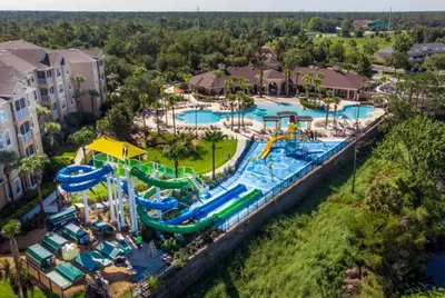 an aerial view of a water park at a resort at Under The Sea Villa villa in Orlando